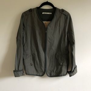 Zip-Up Jacket (Army Green) with Embroidered Back